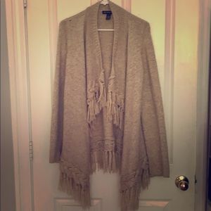 I.N.C. Fringe-Trim Draped Cardigan